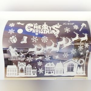Christmas Window Clings for Glass Windows, Christmas Santa Claus Window Decals